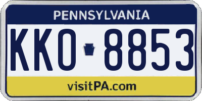 PA license plate KKO8853