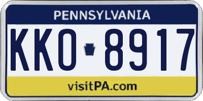 PA license plate KKO8917