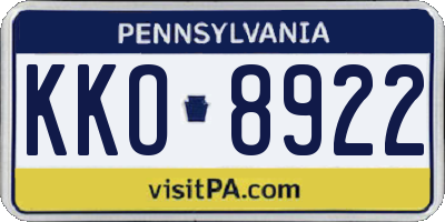 PA license plate KKO8922