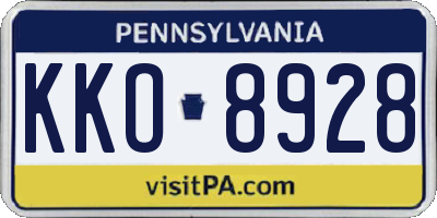 PA license plate KKO8928