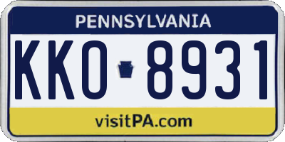 PA license plate KKO8931