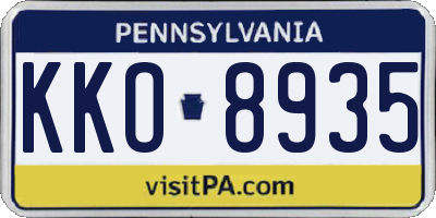 PA license plate KKO8935