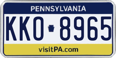PA license plate KKO8965