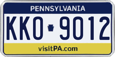 PA license plate KKO9012