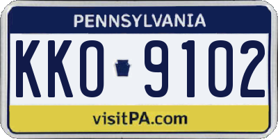 PA license plate KKO9102