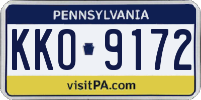 PA license plate KKO9172