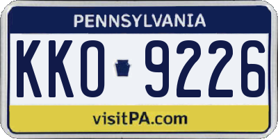 PA license plate KKO9226