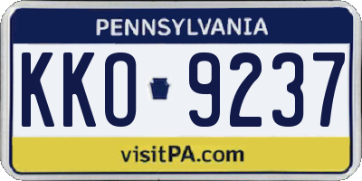 PA license plate KKO9237