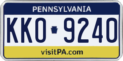 PA license plate KKO9240