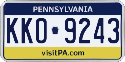 PA license plate KKO9243