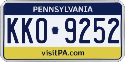 PA license plate KKO9252