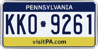 PA license plate KKO9261