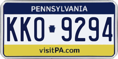 PA license plate KKO9294