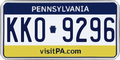 PA license plate KKO9296