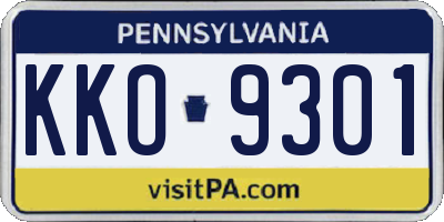 PA license plate KKO9301