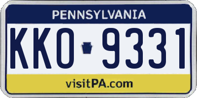 PA license plate KKO9331