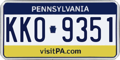 PA license plate KKO9351