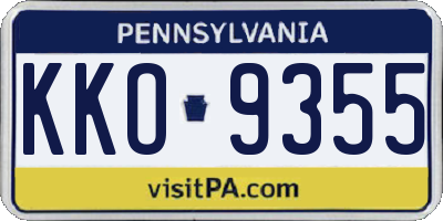 PA license plate KKO9355