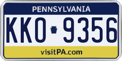 PA license plate KKO9356