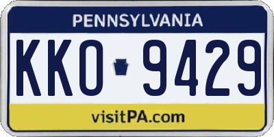 PA license plate KKO9429