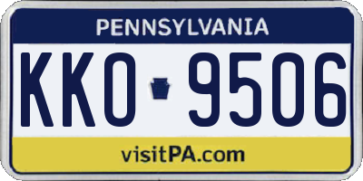 PA license plate KKO9506