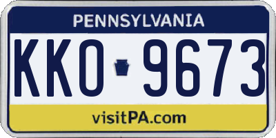 PA license plate KKO9673