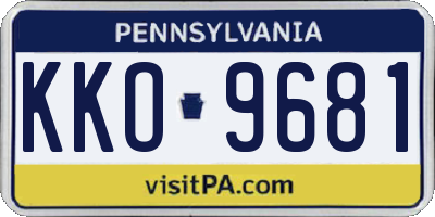 PA license plate KKO9681