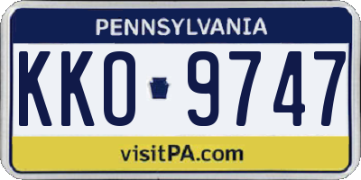 PA license plate KKO9747