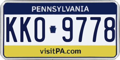 PA license plate KKO9778