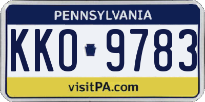 PA license plate KKO9783