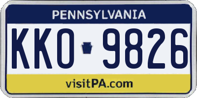 PA license plate KKO9826