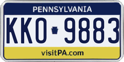PA license plate KKO9883