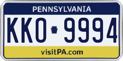 PA license plate KKO9994