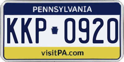 PA license plate KKP0920