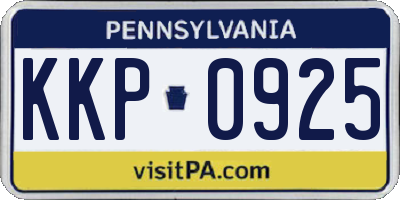 PA license plate KKP0925