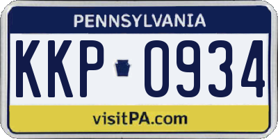 PA license plate KKP0934
