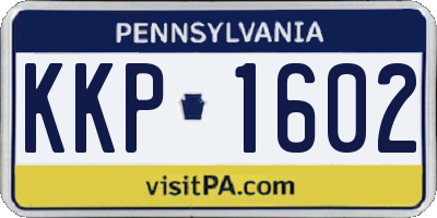 PA license plate KKP1602