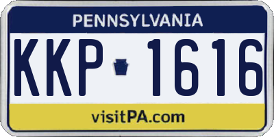 PA license plate KKP1616