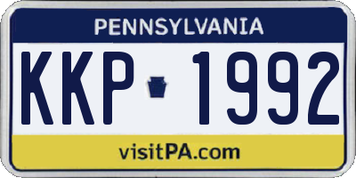 PA license plate KKP1992