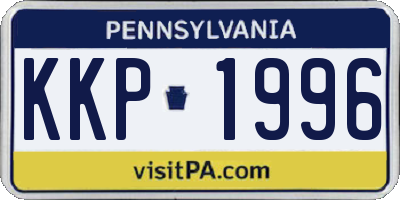 PA license plate KKP1996