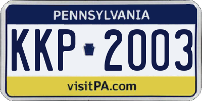 PA license plate KKP2003