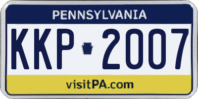 PA license plate KKP2007