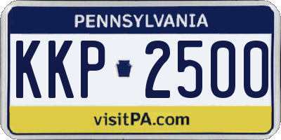 PA license plate KKP2500