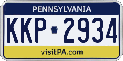 PA license plate KKP2934