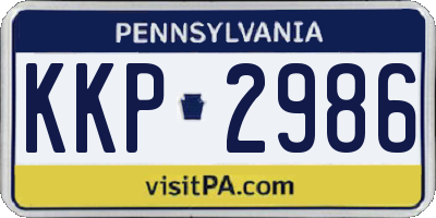 PA license plate KKP2986