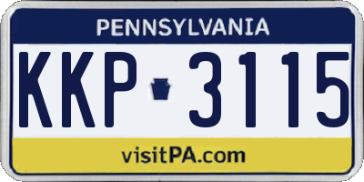 PA license plate KKP3115