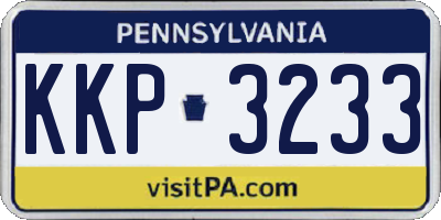 PA license plate KKP3233
