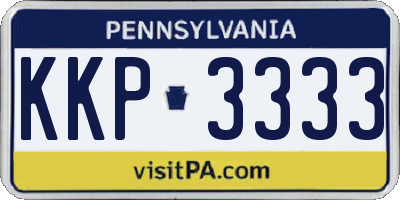 PA license plate KKP3333