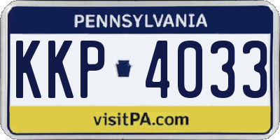 PA license plate KKP4033