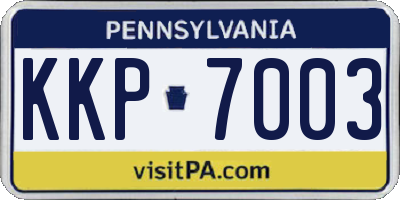 PA license plate KKP7003